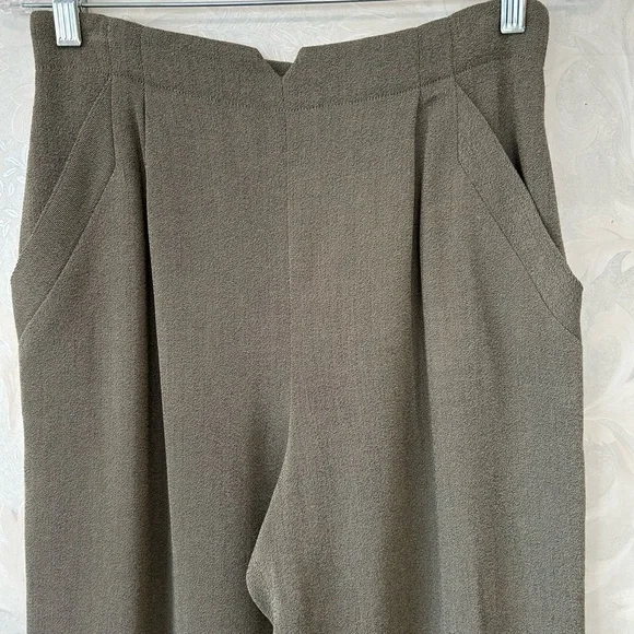 VTG Dana Buchman Brown Wool Pleated High Waist Pants Trousers Tapered Sz 8 - Picture 2 of 8